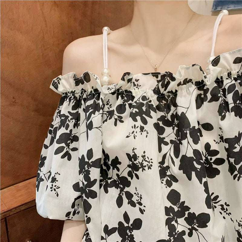 Fairy-like Floral Strapless Shirt